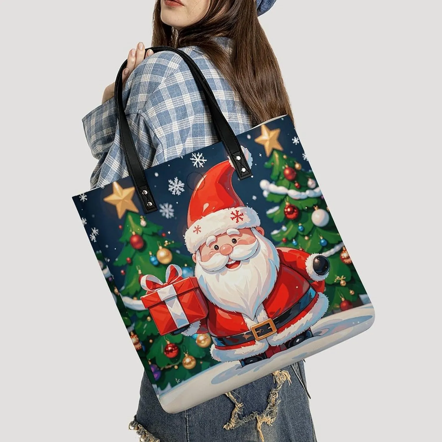 Leather Handbag for Women Tote Bag with Magnetic Buckle Flower Crossbody Bag Shoulder Bags