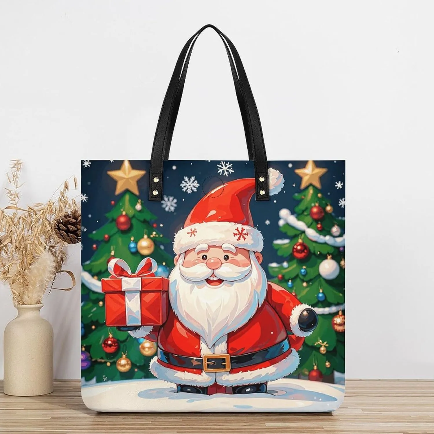 Leather Handbag for Women Tote Bag with Magnetic Buckle Flower Crossbody Bag Shoulder Bags