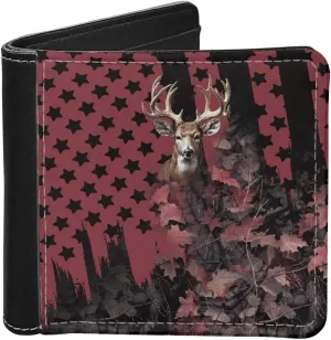 LedBack Artist Elk Wallet for Men Boys Leather Purse Phone Credit Cards Organizer Clutch Slim Money Bags