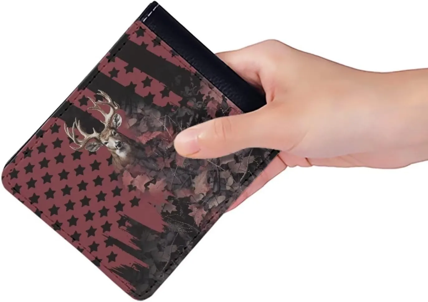 LedBack Artist Elk Wallet for Men Boys Leather Purse Phone Credit Cards Organizer Clutch Slim Money Bags