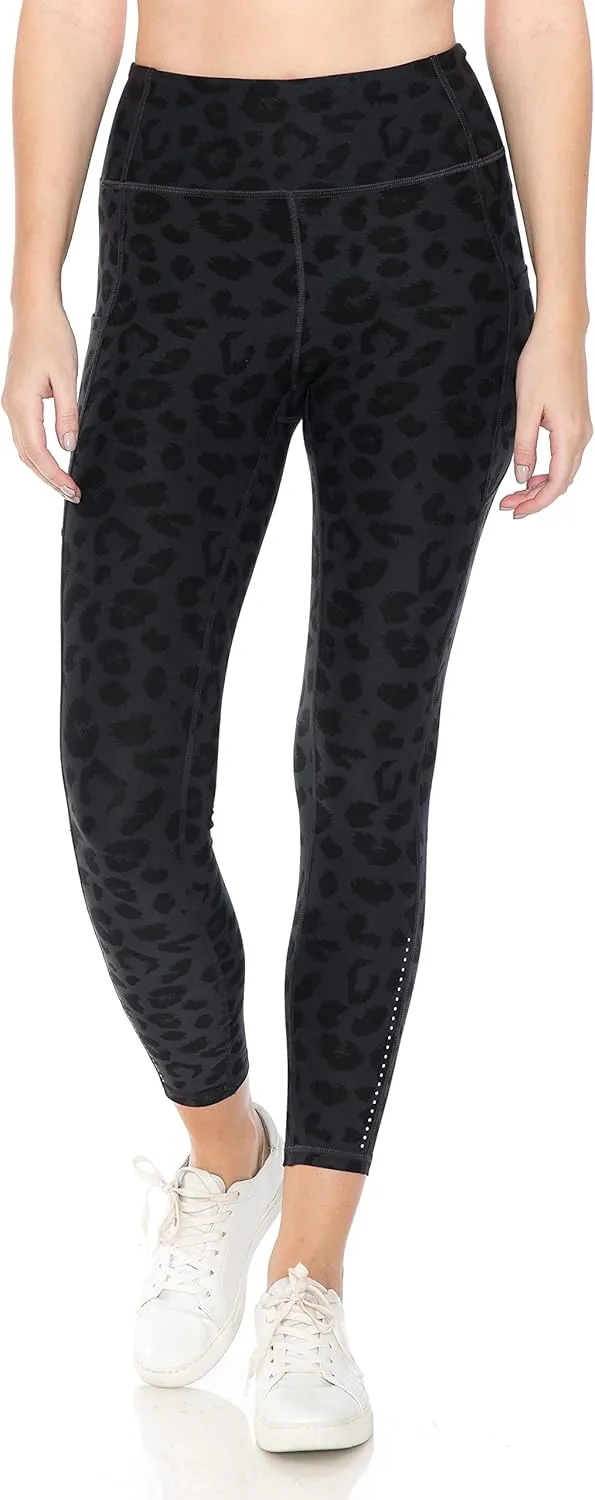 Leggings Depot Women's High Waisted Reflective Yoga Pants with Pockets Athletic Leggings