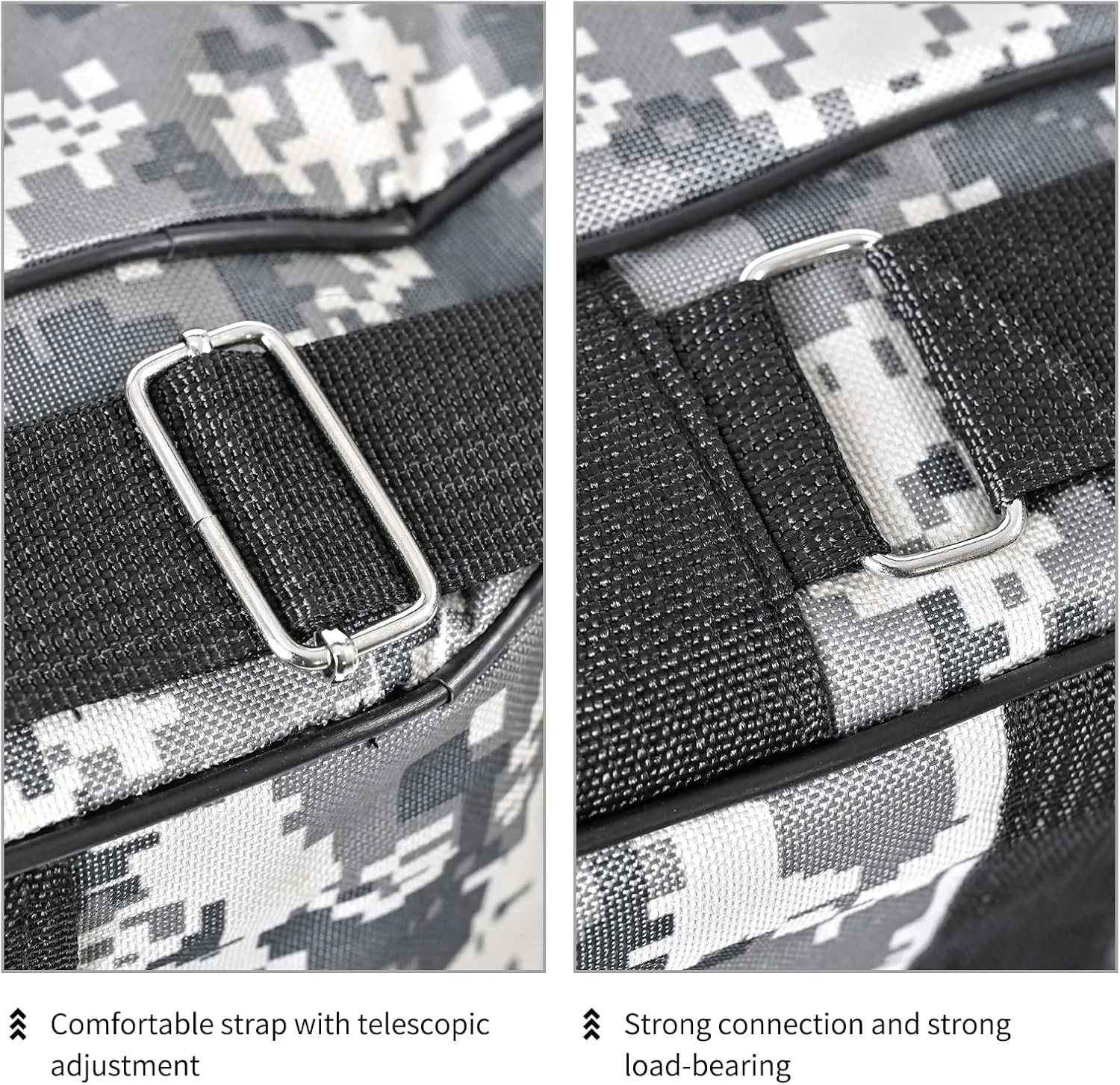 LEOFISHING Portable 3 Layers Fishing Pole Bag Durable Oxford Folding Fishing Rod Reel Carry Case Tackle Storage Bag Case Waterproof Camouflage Travel Fishing Carrier (Grey Camouflage, 150cm/59in)