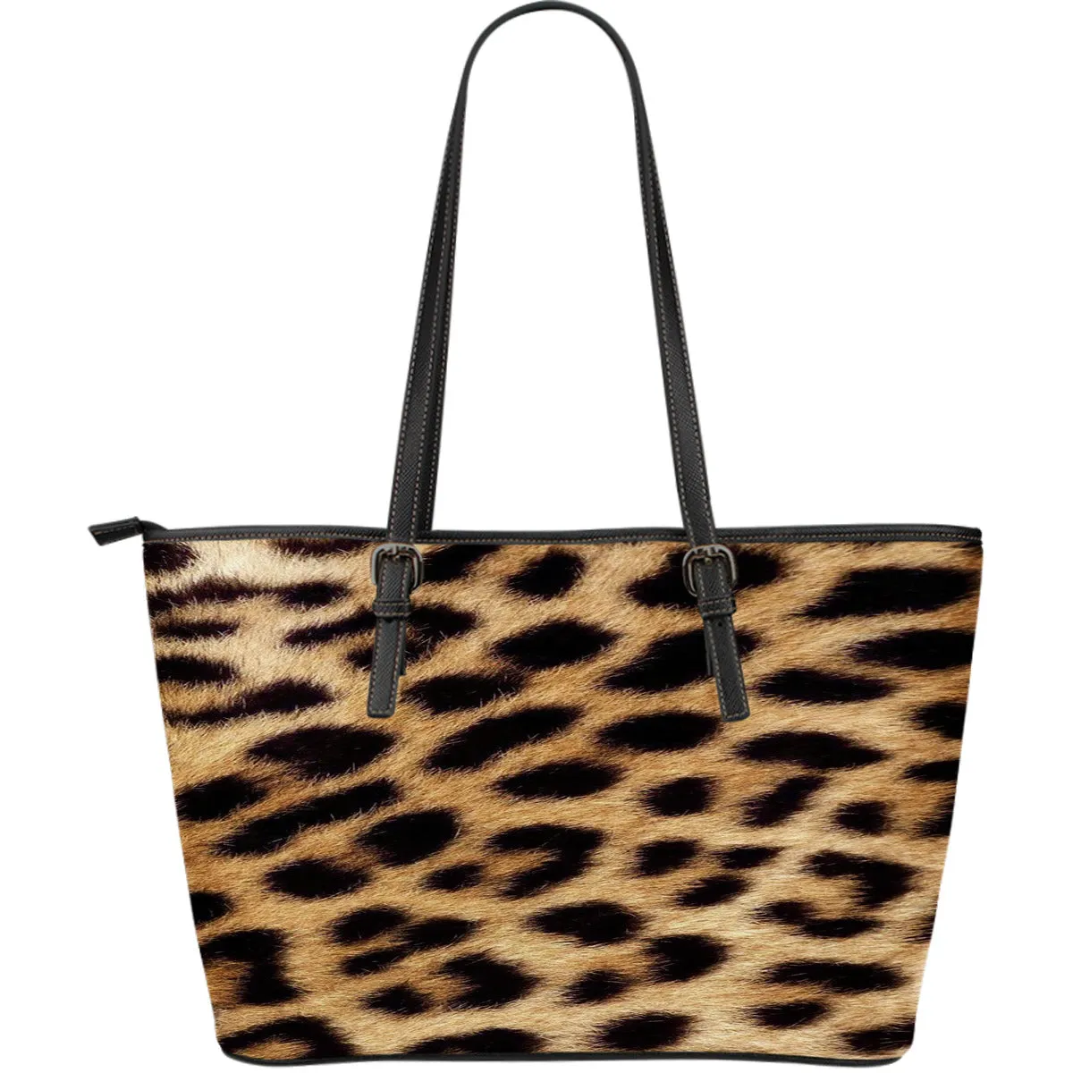 Leopard Print Leather Large Handbag