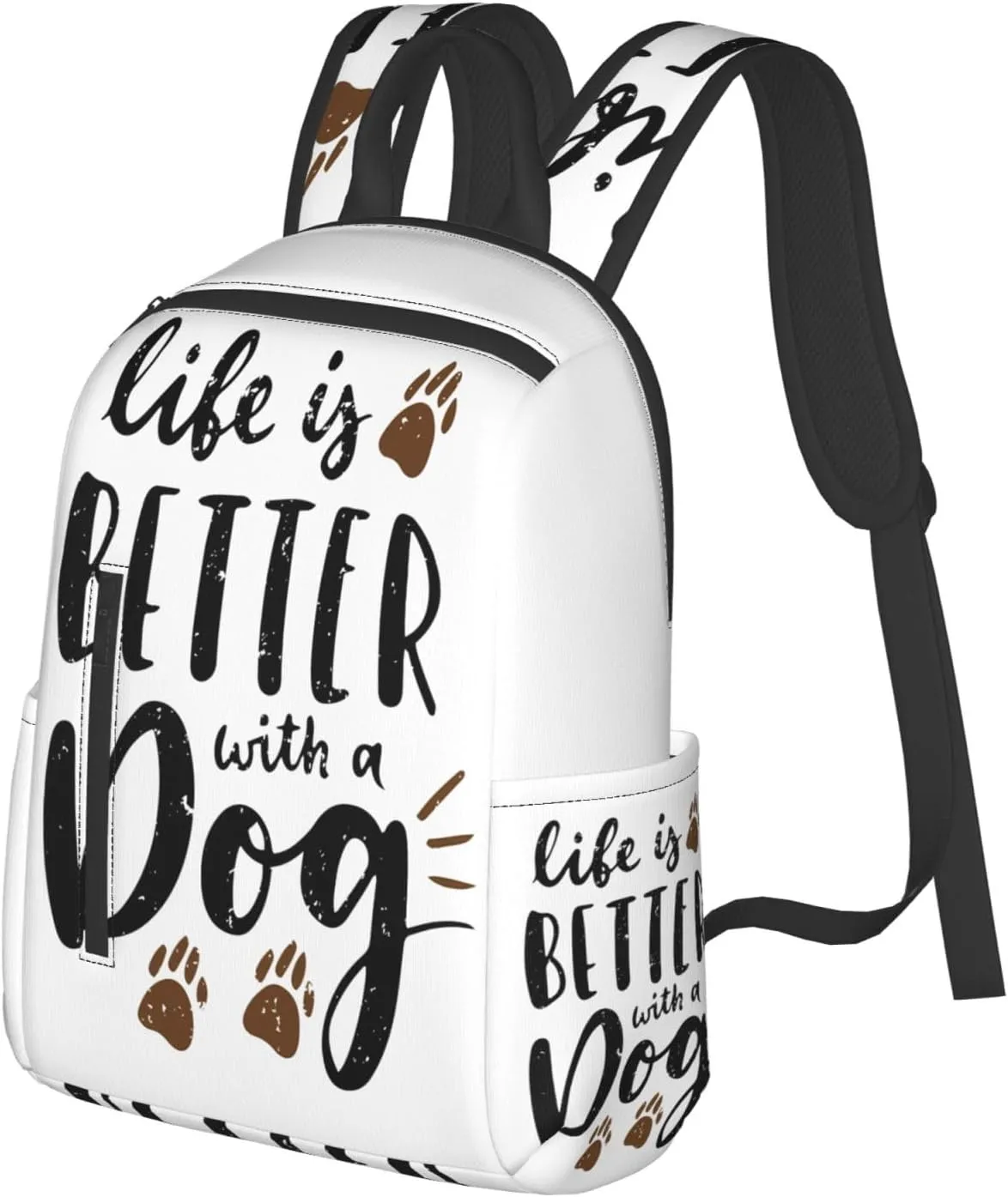 Life Is Better With A Dog Dog Lover Casual Backpacks Large Capacity Laptop Backpack Sports Rucksack Travel Daypack Adjustable Shoulder Strap Work Bag for Outdoor Camping