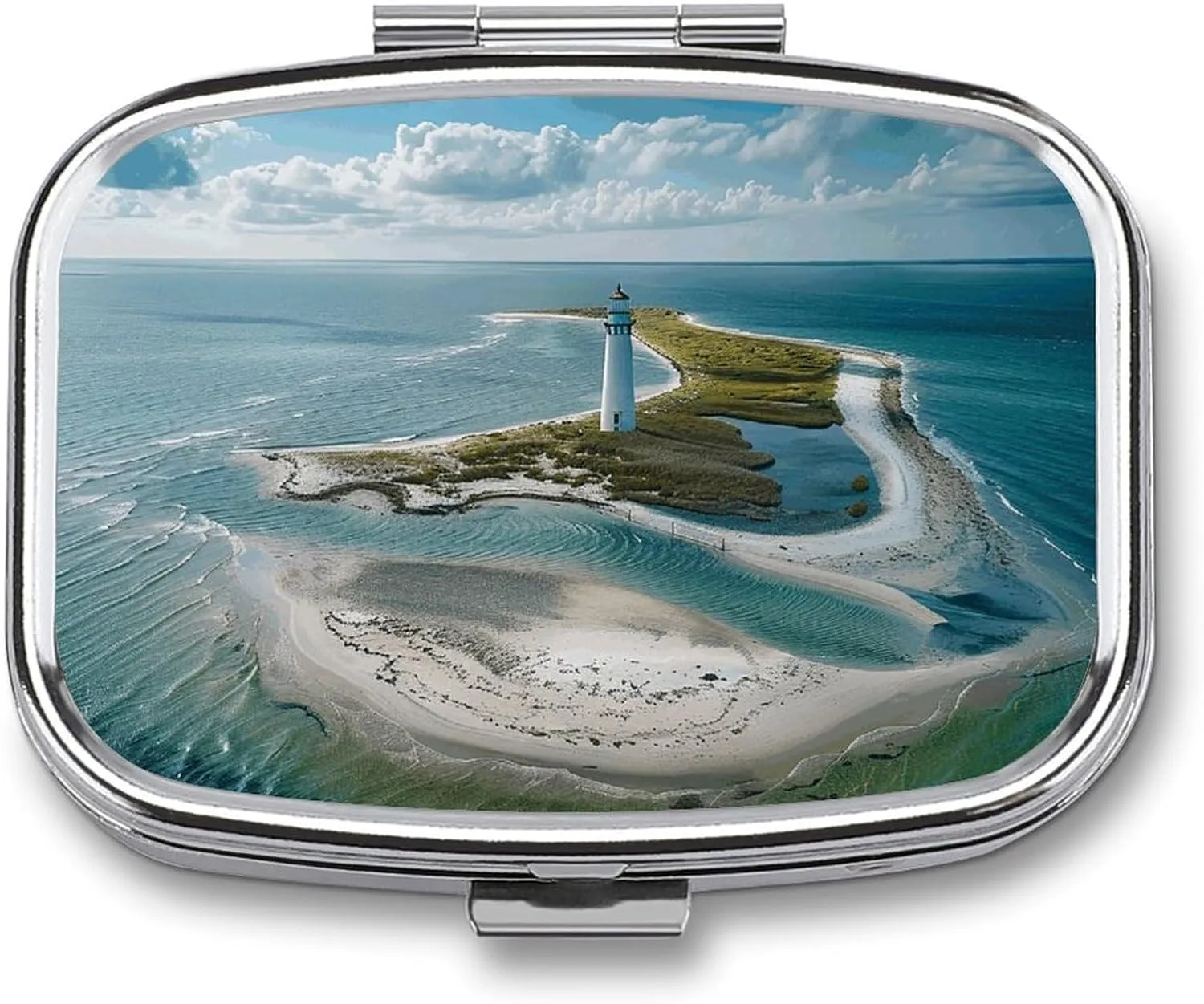 Lighthouse on The Shore Travel Pill Organizer A Daily Pill Box for Supplements 2 Compartment Pill Case Convenient for Carrying and Storing Medicines Box