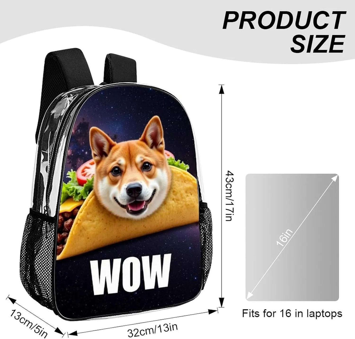 Lightweight Backpack for Gym Travel Bicycle - Big Capacity Multipurpose Transparent Carry On Bag, Funny Galaxy Space Dog Travel Hiking Bag & Day Pack