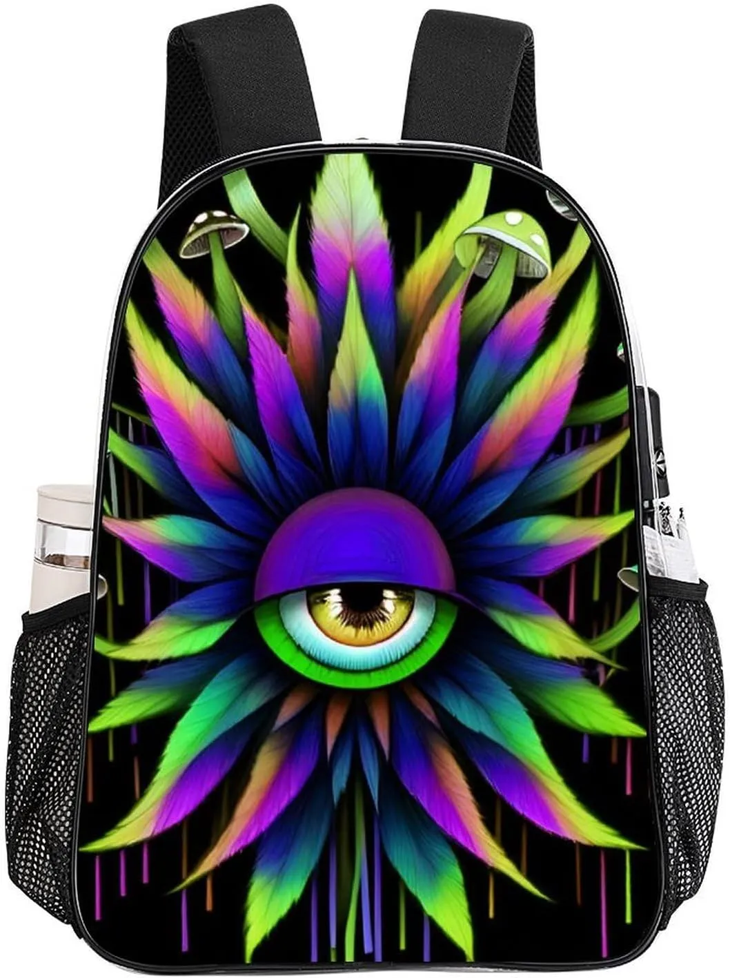 Lightweight Backpack for Gym Travel Bicycle - Big Capacity Multipurpose Transparent Carry On Bag, Trippy Eye Mushroom Art Travel Hiking Bag & Day Pack