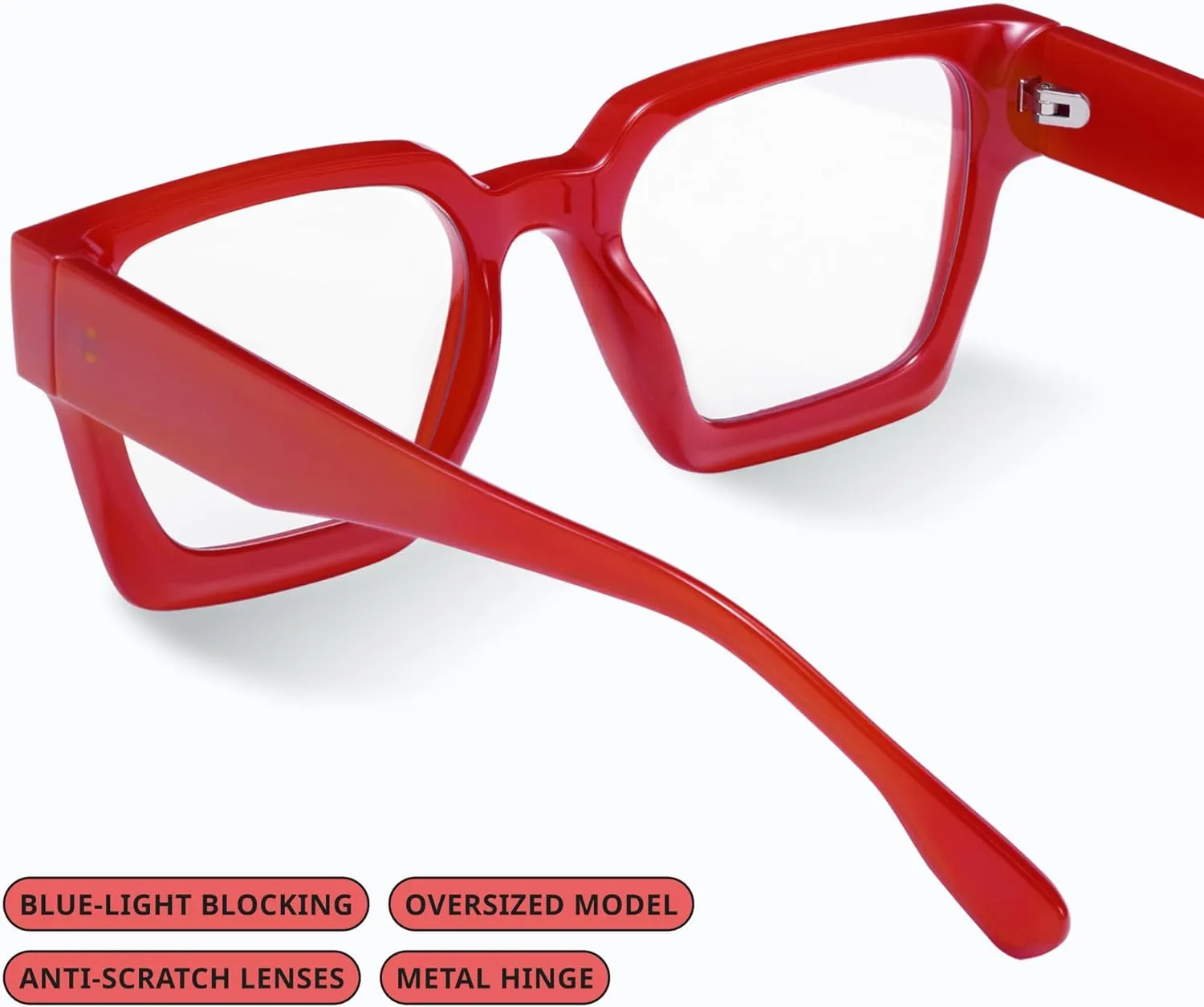livho Oversized 99% Blue Light Glasses for Woman - Rectangle Fashion Glasses for Computer, Chic Preppy Frame - Anti Eyestrain
