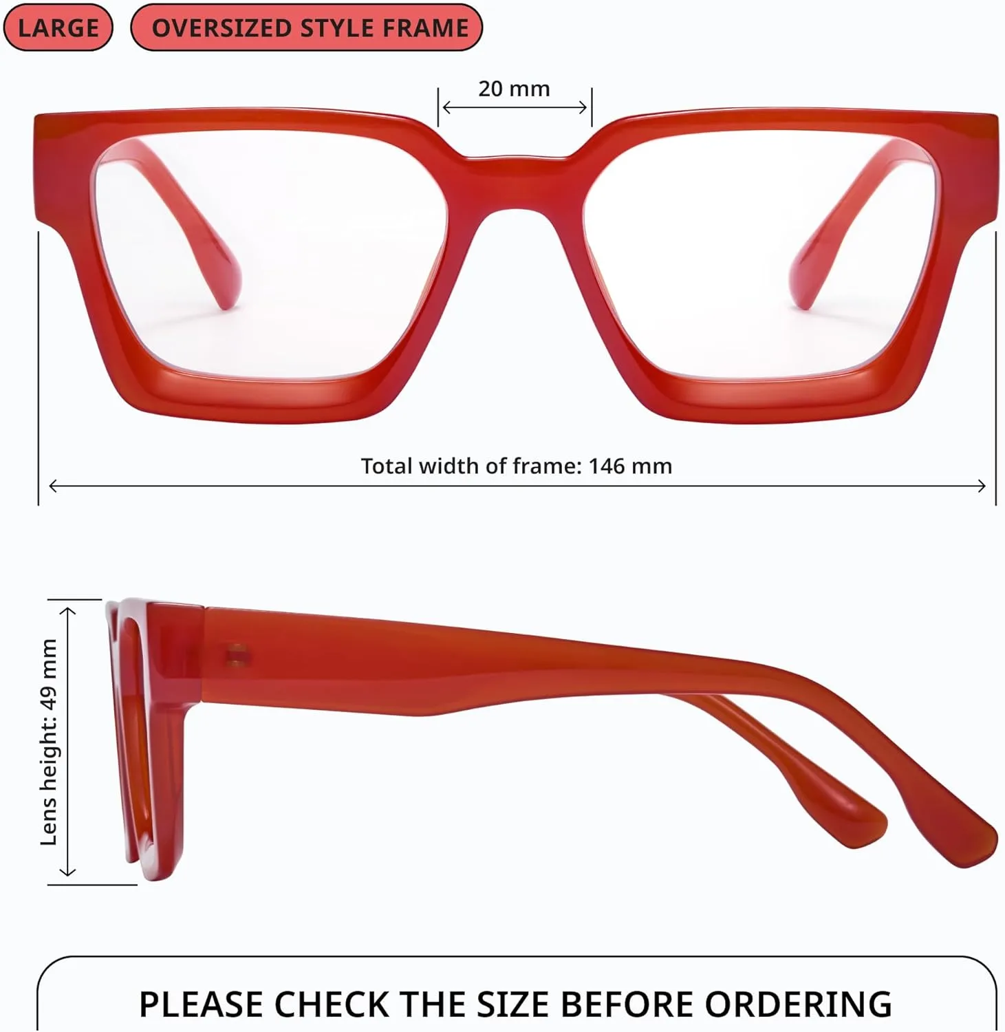 livho Oversized 99% Blue Light Glasses for Woman - Rectangle Fashion Glasses for Computer, Chic Preppy Frame - Anti Eyestrain