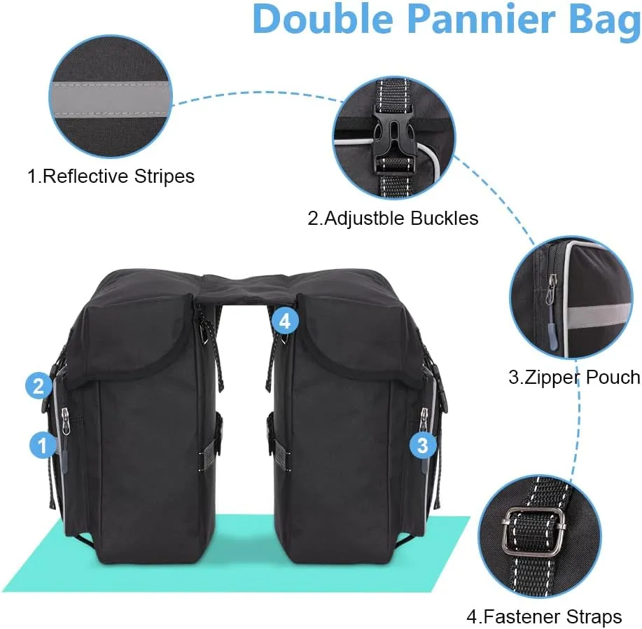 Lixada Bicycle Pannier Bag Waterproof Bike Rear Rack Bag Portable Bike Seat Carrier Bag Road Bike Storage Bag