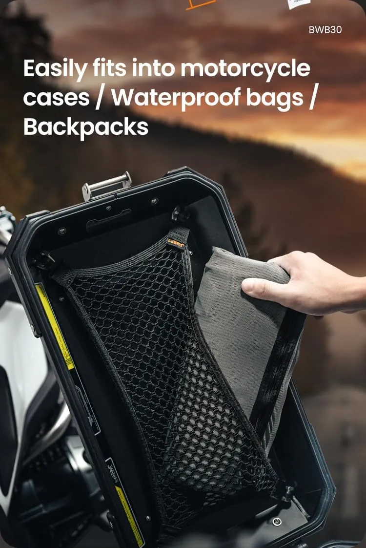 Loboo 30L Motorcycle Travel Foldable Expansion Waterproof Bag, Motorcycle Tail Luggage Bag, Travel Hiking Waterproof Backpack，Outer Mesh Zipper Pocket for Motorcycling Skiing Travel (Black)
