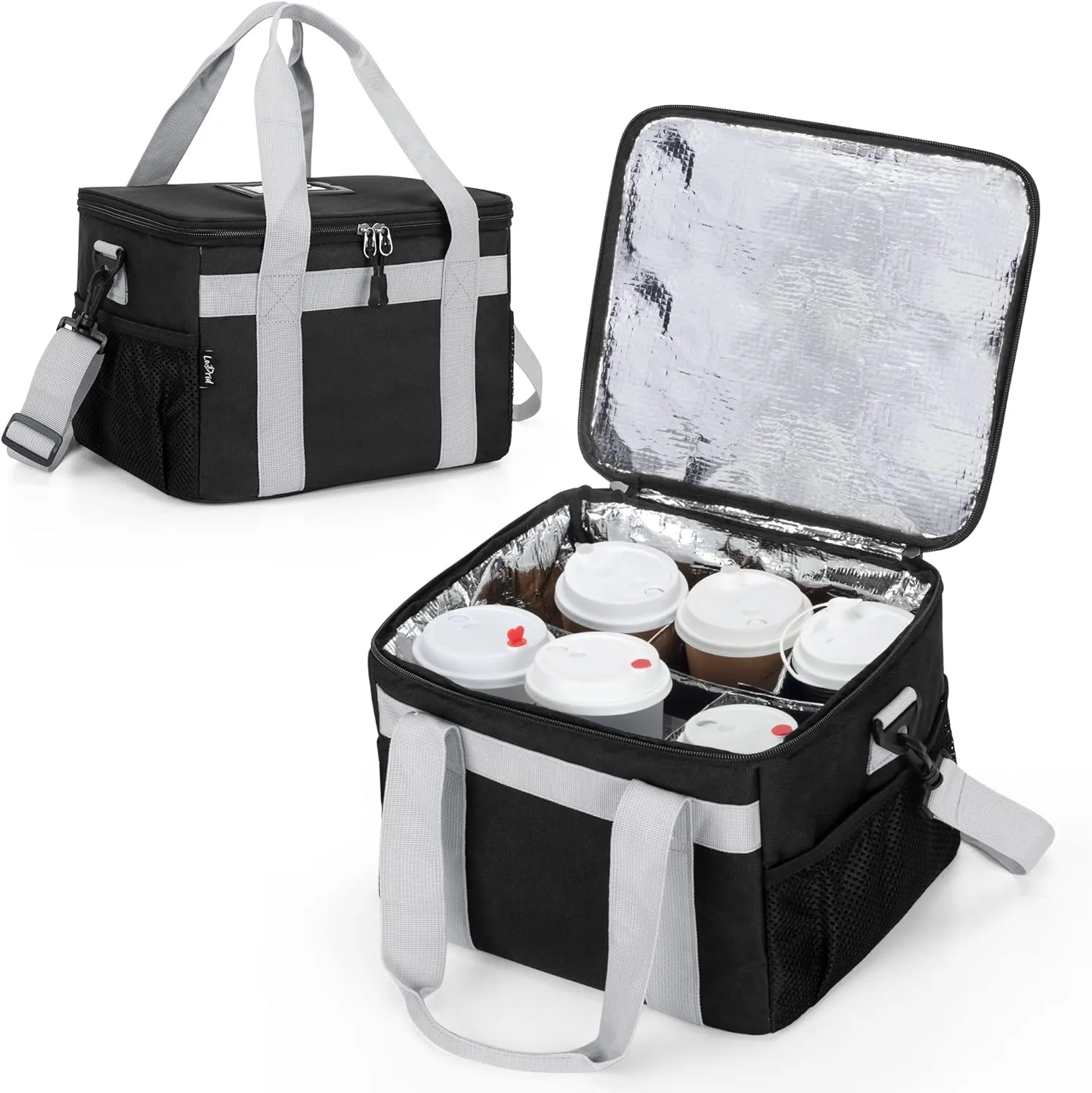 LoDrid Reusable 6 Cups Drink Carrier for Delivery with 2 Handles