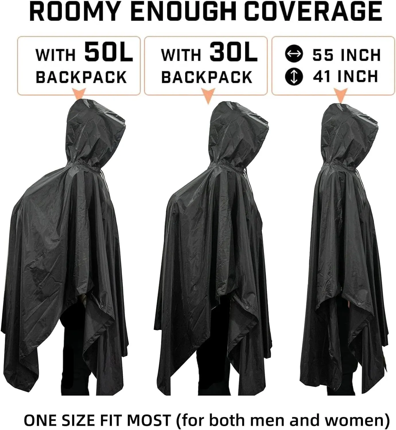 LOOGU Camo Rain Poncho with Hood Waterproof Lightweight Raincoat Rain Gear Men Women Outdoor Camping Hunting Hiking Fishing