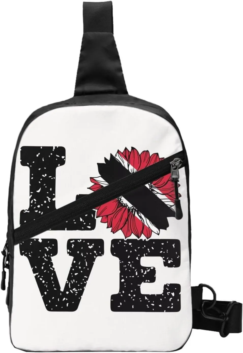 Love Trinidad Tobago Flag Sunflower Crossbody Bag Portable Sling Bags Foldable Chest Daypack Reusable Sports Shoulder Backpack Diagonally Casual Rucksack Travel Bag
