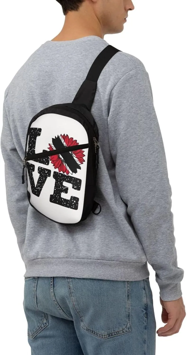 Love Trinidad Tobago Flag Sunflower Crossbody Bag Portable Sling Bags Foldable Chest Daypack Reusable Sports Shoulder Backpack Diagonally Casual Rucksack Travel Bag