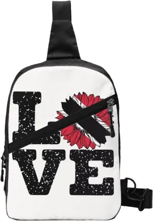 Love Trinidad Tobago Flag Sunflower Crossbody Bag Portable Sling Bags Foldable Chest Daypack Reusable Sports Shoulder Backpack Diagonally Casual Rucksack Travel Bag