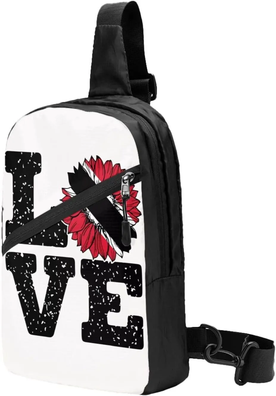 Love Trinidad Tobago Flag Sunflower Crossbody Bag Portable Sling Bags Foldable Chest Daypack Reusable Sports Shoulder Backpack Diagonally Casual Rucksack Travel Bag
