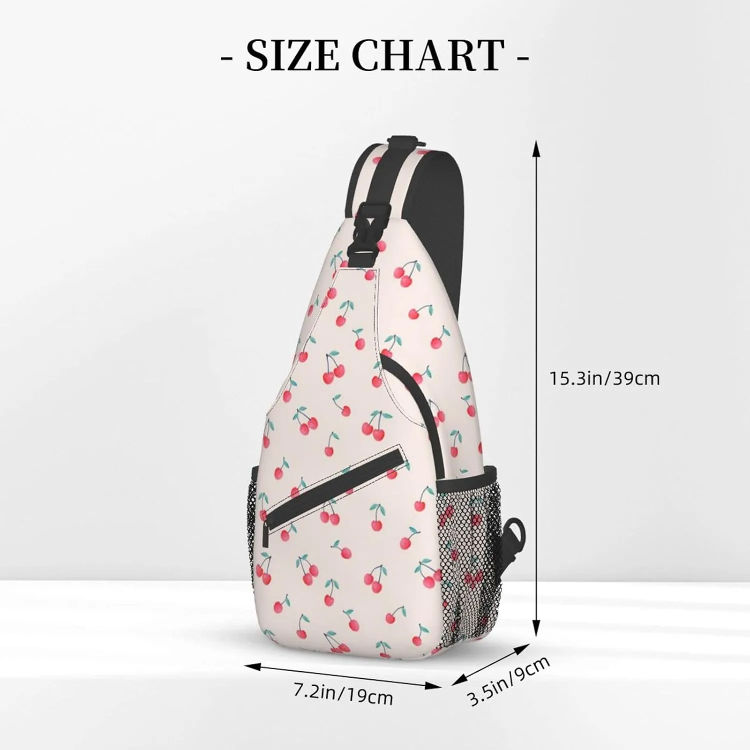 Lovely Sweet Red Cherry Print Crossbody Backpack Shoulder Bag Cross Chest Bag For Travel, Hiking Gym Tactical Use
