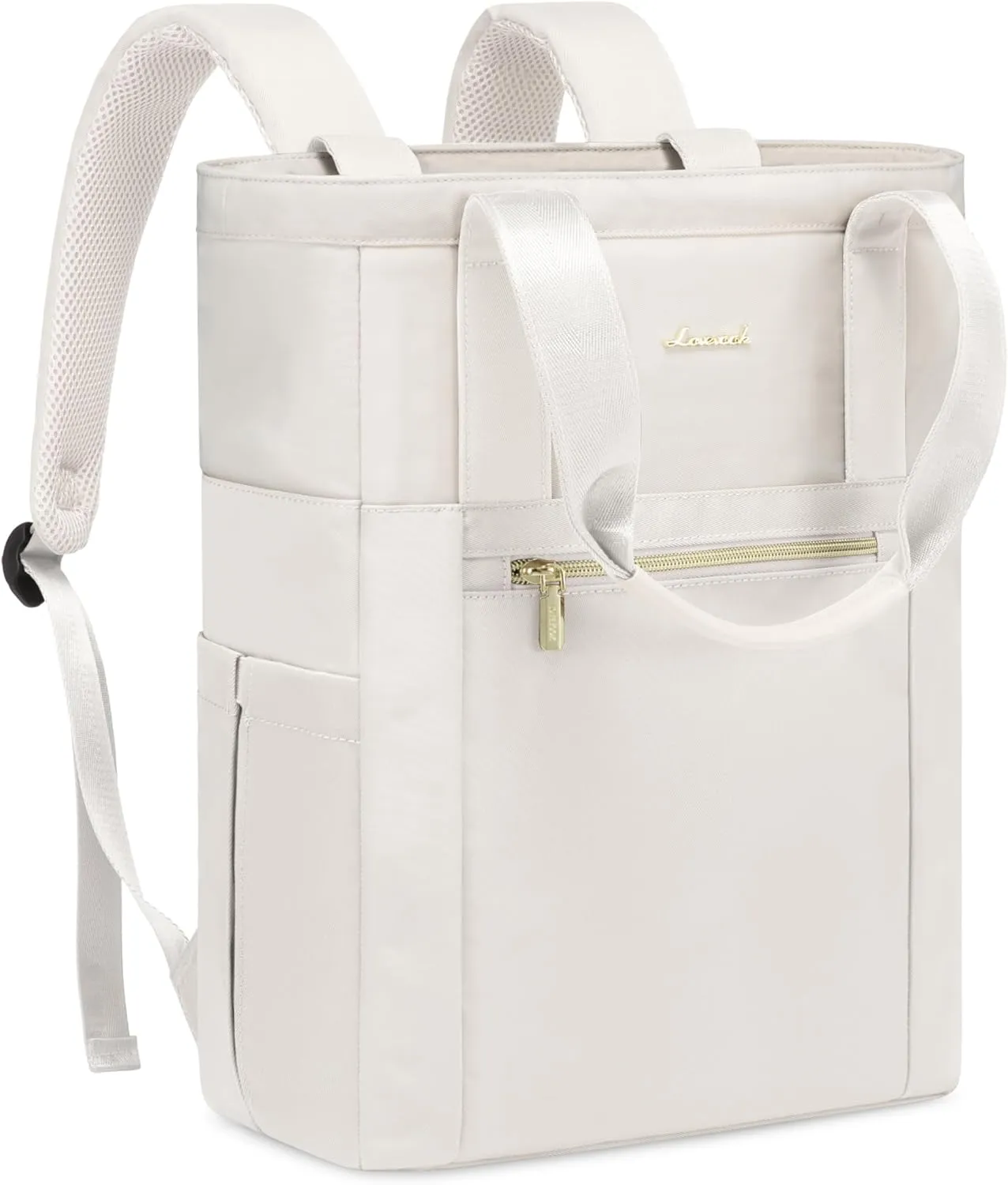 LOVEVOOK Laptop Backpack for Women, 15.6’’ Laptop Bag for Women Tote Bag Convertible, Lightweight Travel Backpack for College, Wide Open Work Backpack for Nurse Teacher Water-resistant White