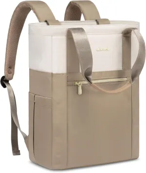 LOVEVOOK Laptop Backpack for Women, 17.3’’ Laptop Bag for Women Tote Bag Convertible, Lightweight Travel Backpack for College, Wide Open Work Backpack for Nurse Teacher Water-resistant Khaki