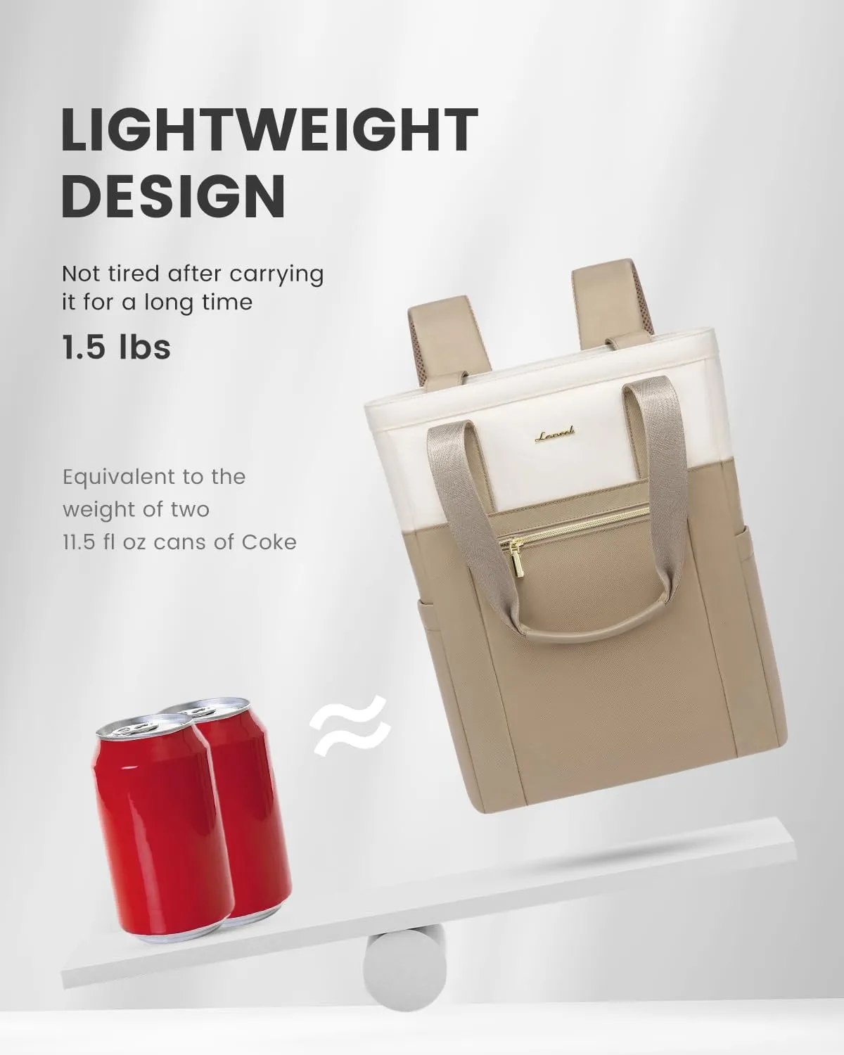LOVEVOOK Laptop Backpack for Women, 17.3’’ Laptop Bag for Women Tote Bag Convertible, Lightweight Travel Backpack for College, Wide Open Work Backpack for Nurse Teacher Water-resistant Khaki