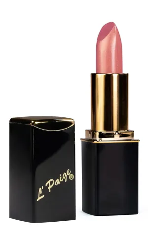 L’Paige L38 - CHAMPAGNE Designer Lipstick | Aloe Vera-Based, Long-Lasting, Moisturizing | Soft Rose-Nude with a Pearlescent Satin Glow Finish