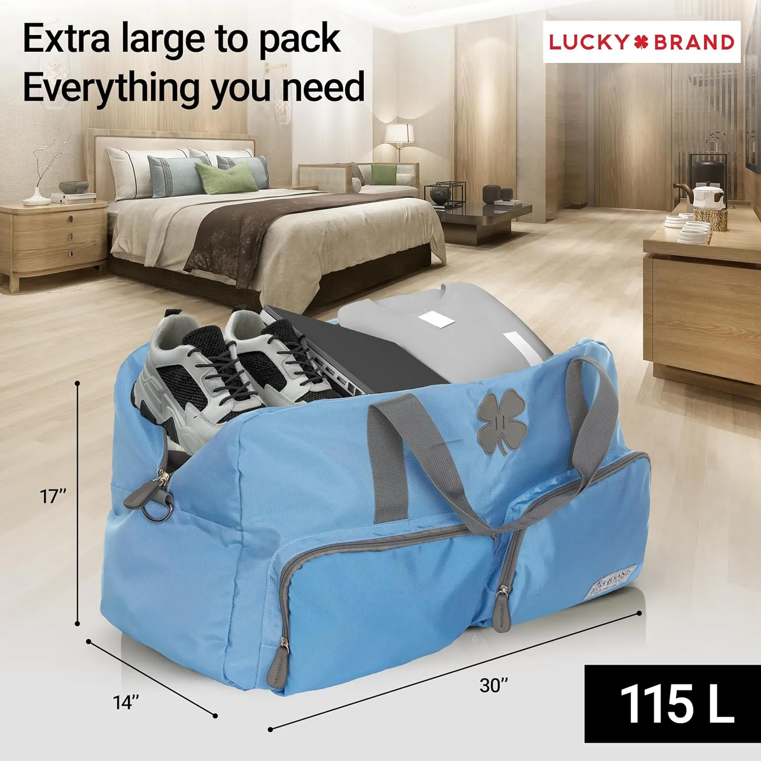 Lucky Travel Duffel Bags 115L, Gym Bag, Travel Bag & Large Duffle Bag for Men, Foldable Overnight Weekender Bags for Women & Men with Adjustable Shoulder Strap,