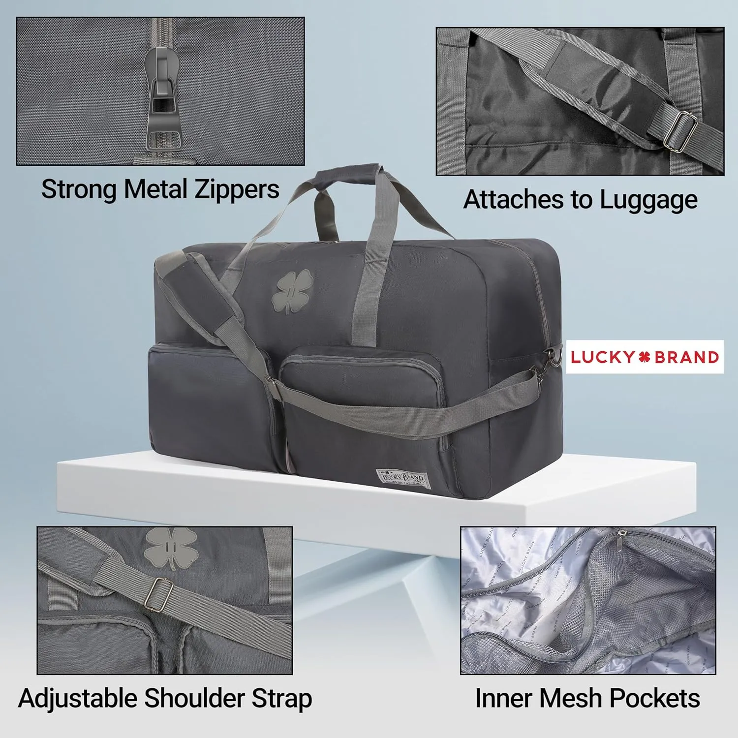 Lucky Travel Duffel Bags 85L, Gym Bag, Travel Bag & Large Duffle Bag for Men, Foldable Overnight Weekender Bags for Women & Men with Adjustable Shoulder Strap, Charcoal