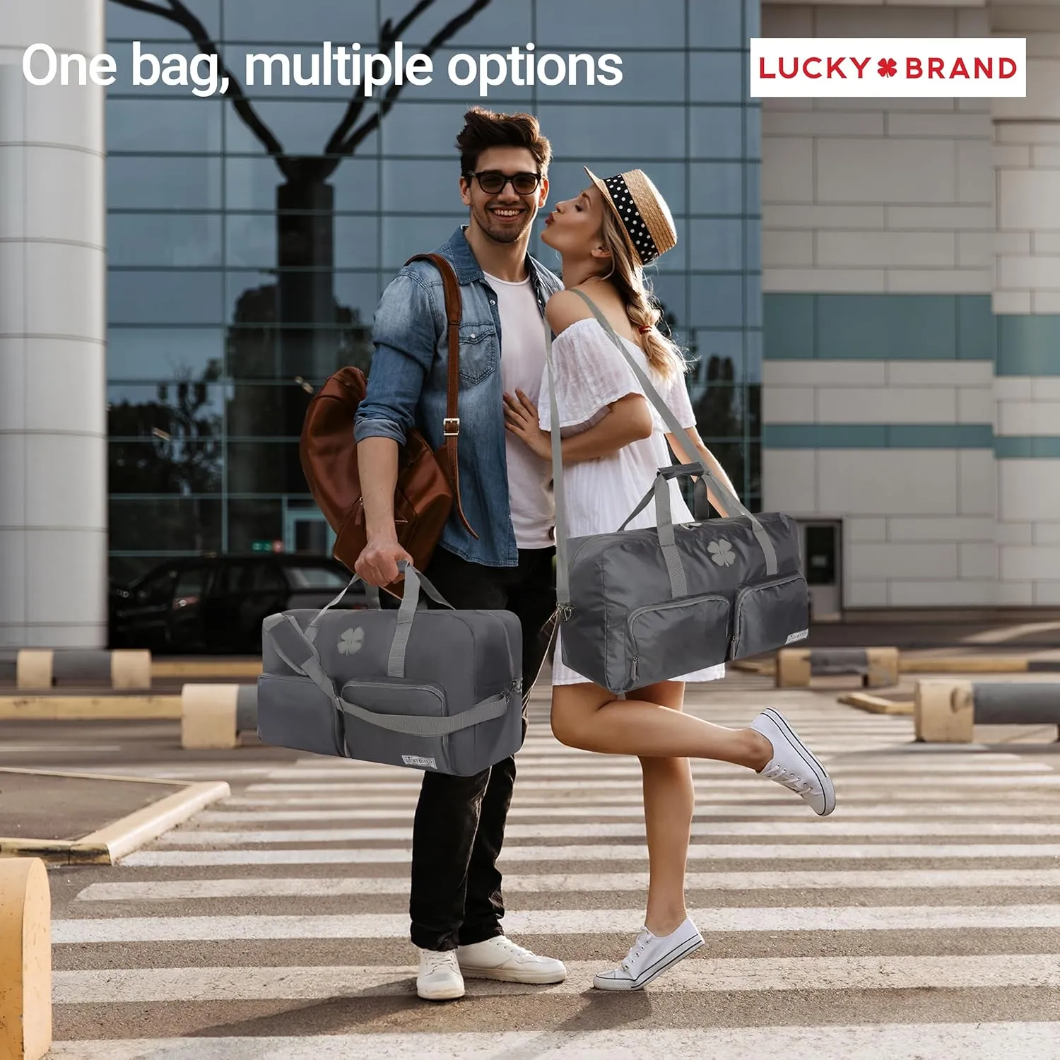 Lucky Travel Duffel Bags 85L, Gym Bag, Travel Bag & Large Duffle Bag for Men, Foldable Overnight Weekender Bags for Women & Men with Adjustable Shoulder Strap, Charcoal