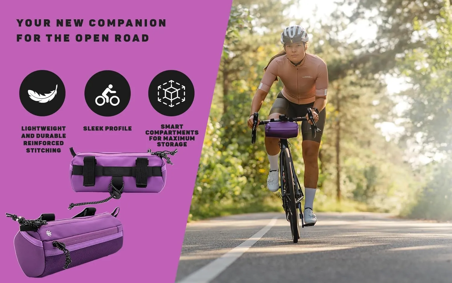 Lumiere & Co. Bike Handlebar Bag, Front Bike Bag, Bicycle Handlebar Bag, Bike Bags Handlebar, Mountain Bike Storage, Bike Pouch for Bicycle (Purple, Medium)