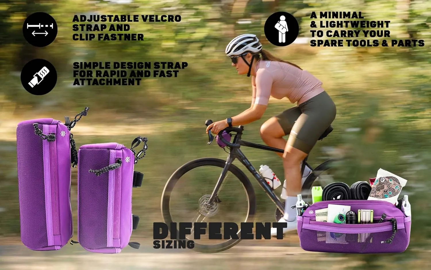 Lumiere & Co. Bike Handlebar Bag, Front Bike Bag, Bicycle Handlebar Bag, Bike Bags Handlebar, Mountain Bike Storage, Bike Pouch for Bicycle (Purple, Medium)