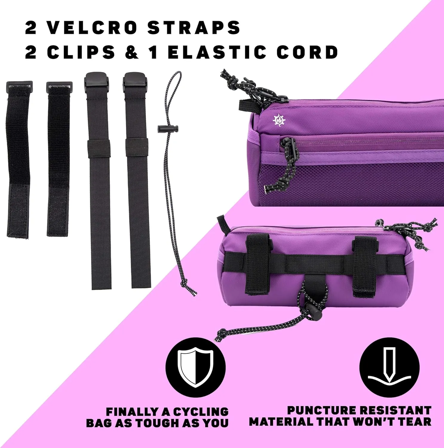 Lumiere & Co. Bike Handlebar Bag, Front Bike Bag, Bicycle Handlebar Bag, Bike Bags Handlebar, Mountain Bike Storage, Bike Pouch for Bicycle (Purple, Medium)