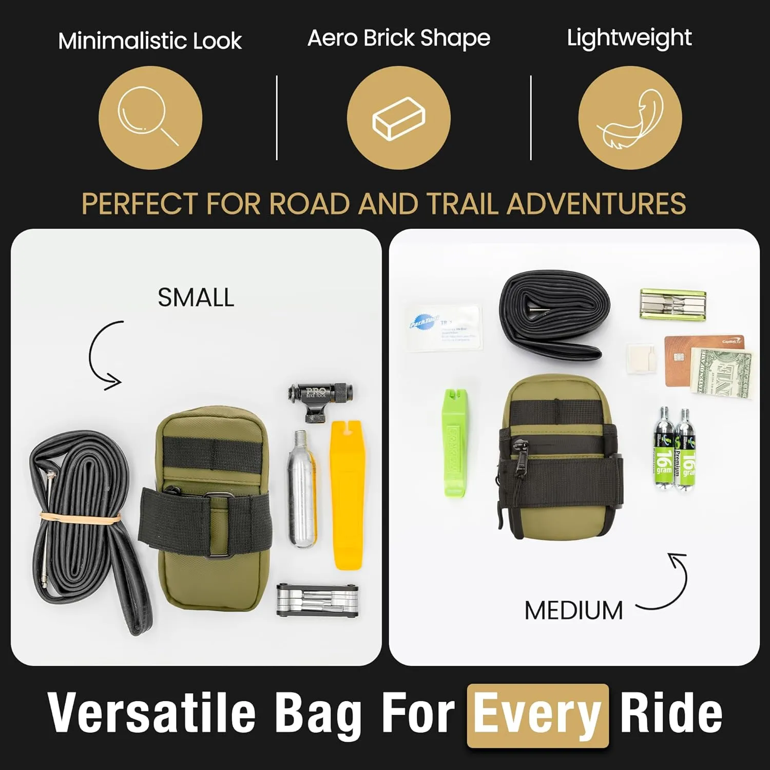 Lumiere & Co. Road Bike Saddle Bag, Bike Bag, Mountain Bike Saddle Bag, Small Bike Seat Bags, Bike Under Seat Bag, Bicycle accessories, Bike Bags, Bike Seat Bag,
