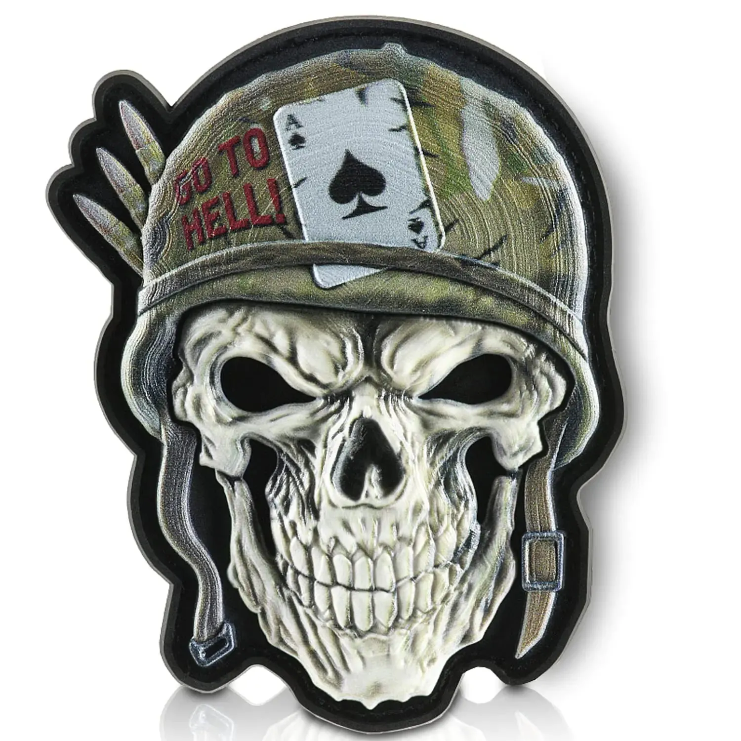 M-Tac Skull in a Helmet PVC Patch (Olive)