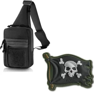 M-Tac Tactical Bag Shoulder Chest Pack with Sling for Concealed Carry & Morale Patch Jolly Roger Pirate Flag - PVC Patches