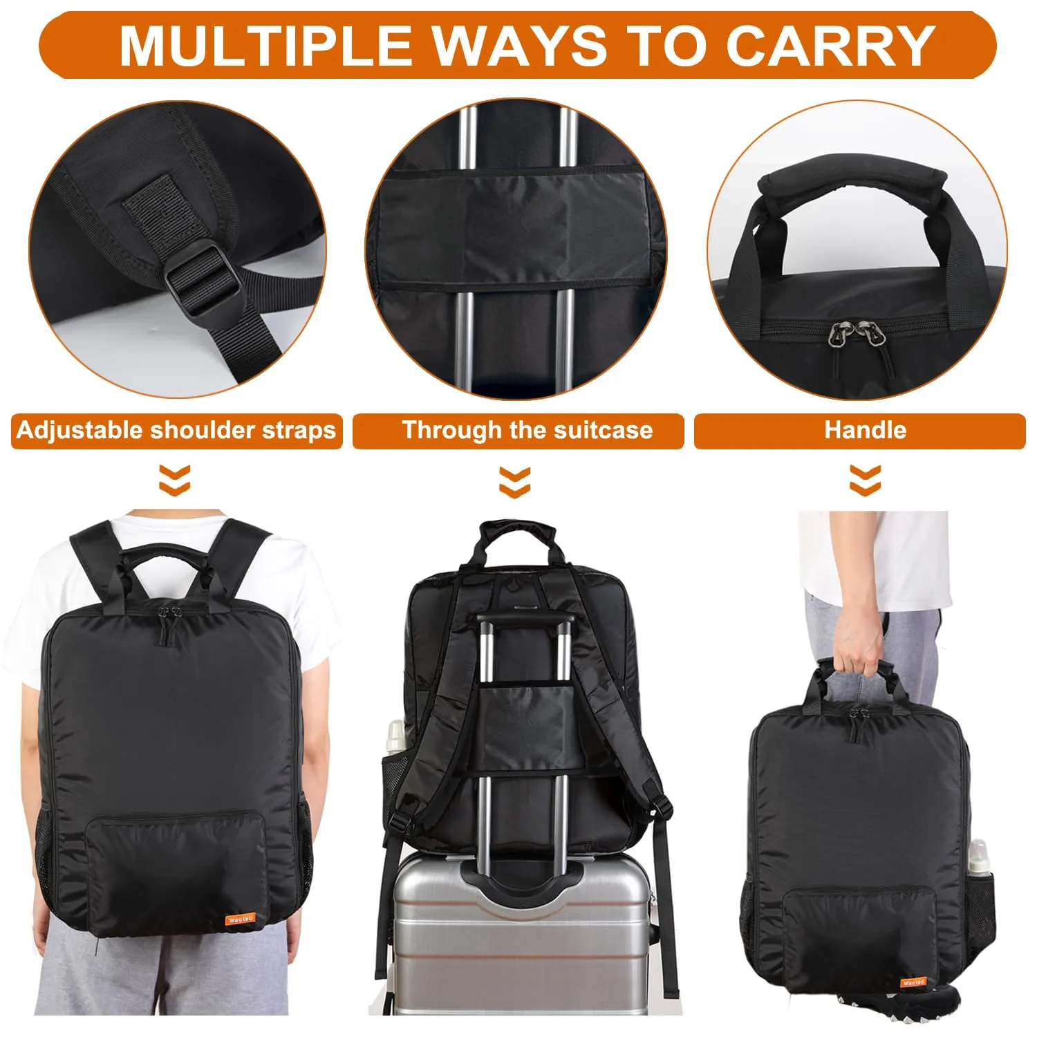 Mactso Stroller Travel Bag Compatible with GB Pockit Air Plus All Terrain and GB Pockit   All City, Lightweight Stroller Travel Backpack for Airplane (Black, L)