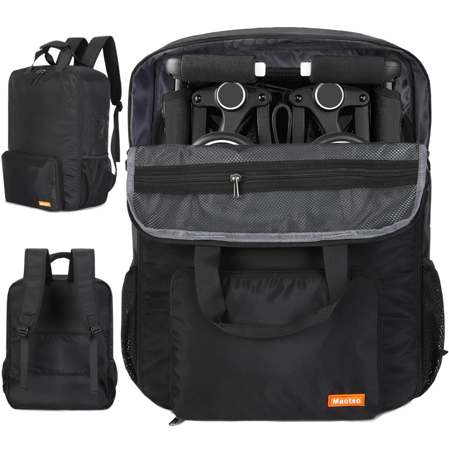 Mactso Stroller Travel Bag Compatible with GB Pockit Air Plus All Terrain and GB Pockit   All City, Lightweight Stroller Travel Backpack for Airplane (Black, L)