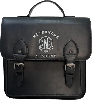 Mad Engine Officially Licensed TV series Wednesday NEVERMORE ACADEMY Solid Black Mini Backpack, Kawaii Cosplay Youth and Adult Bag, Adjustable shoulder