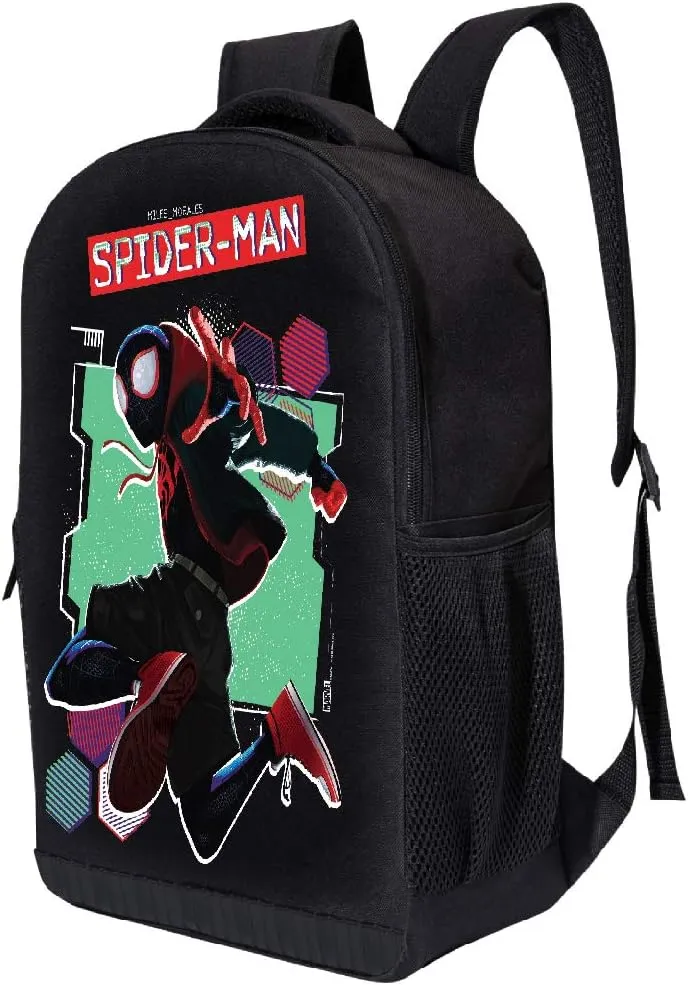 Marvel COMICS CLASSIC SPIDERMAN BACKPACK BLACK SPIDERMAN 18 INCH AIR MESH PADDED BAG (Into the Spiderverse - Miles Jump)