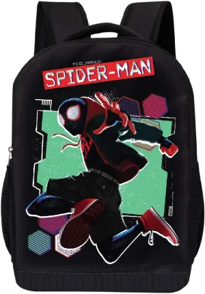 Marvel COMICS CLASSIC SPIDERMAN BACKPACK BLACK SPIDERMAN 18 INCH AIR MESH PADDED BAG (Into the Spiderverse - Miles Jump)