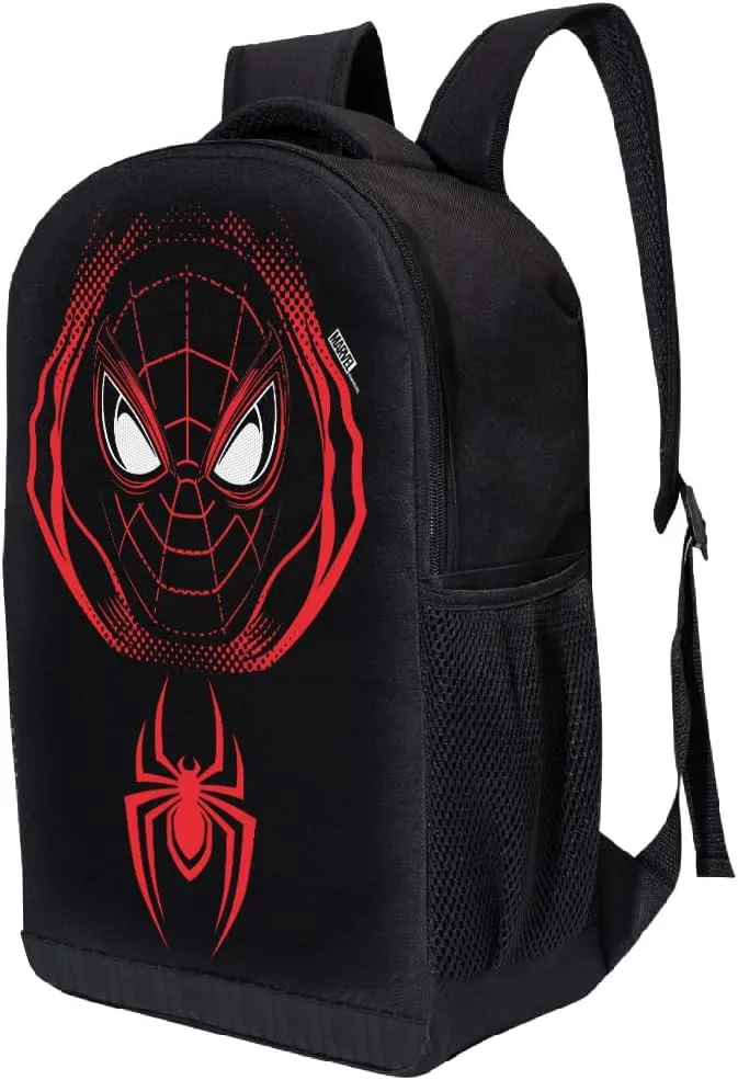 Marvel Comics Spiderman Backpack - Into The Spider-Verse Black Knapsack 16 inch Mesh Padded Bag (Miles Gameverse)