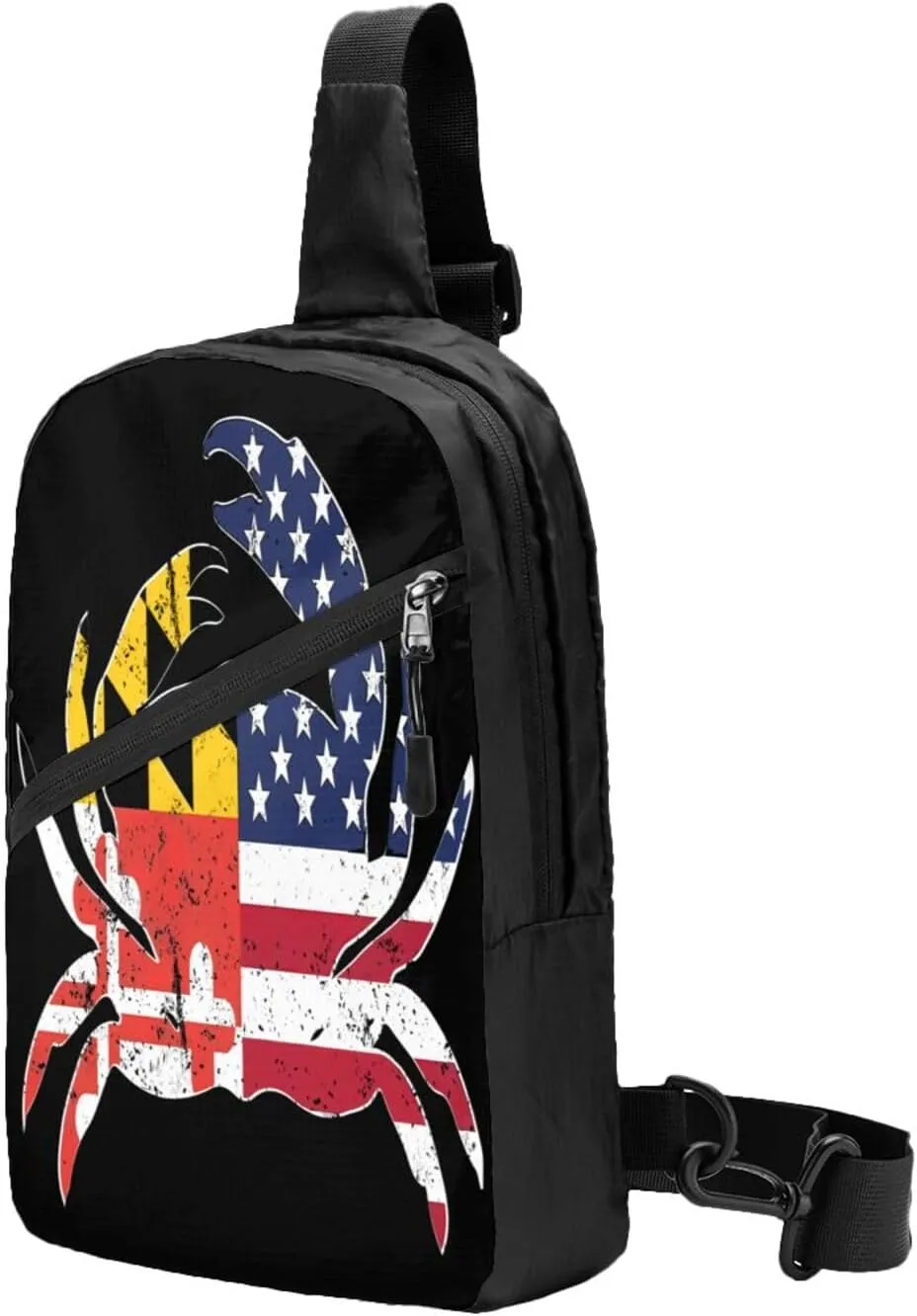 Maryland State Flag American Flag Crab Packable Crossbody Bag Portable Sling Bags Foldable Travel Daypack Reusable Sports Shoulder Backpack Diagonally Chest Bag for Workout