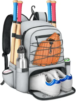 MATEIN Baseball Bat Bag for 4 Bats with Ball Pocket, Lightweight Youth Baseball Backpack with Shoe Compartment, Large Capacity Softball Equipment Bag with Fence Hook for TBall Gear, Helmet, Glove