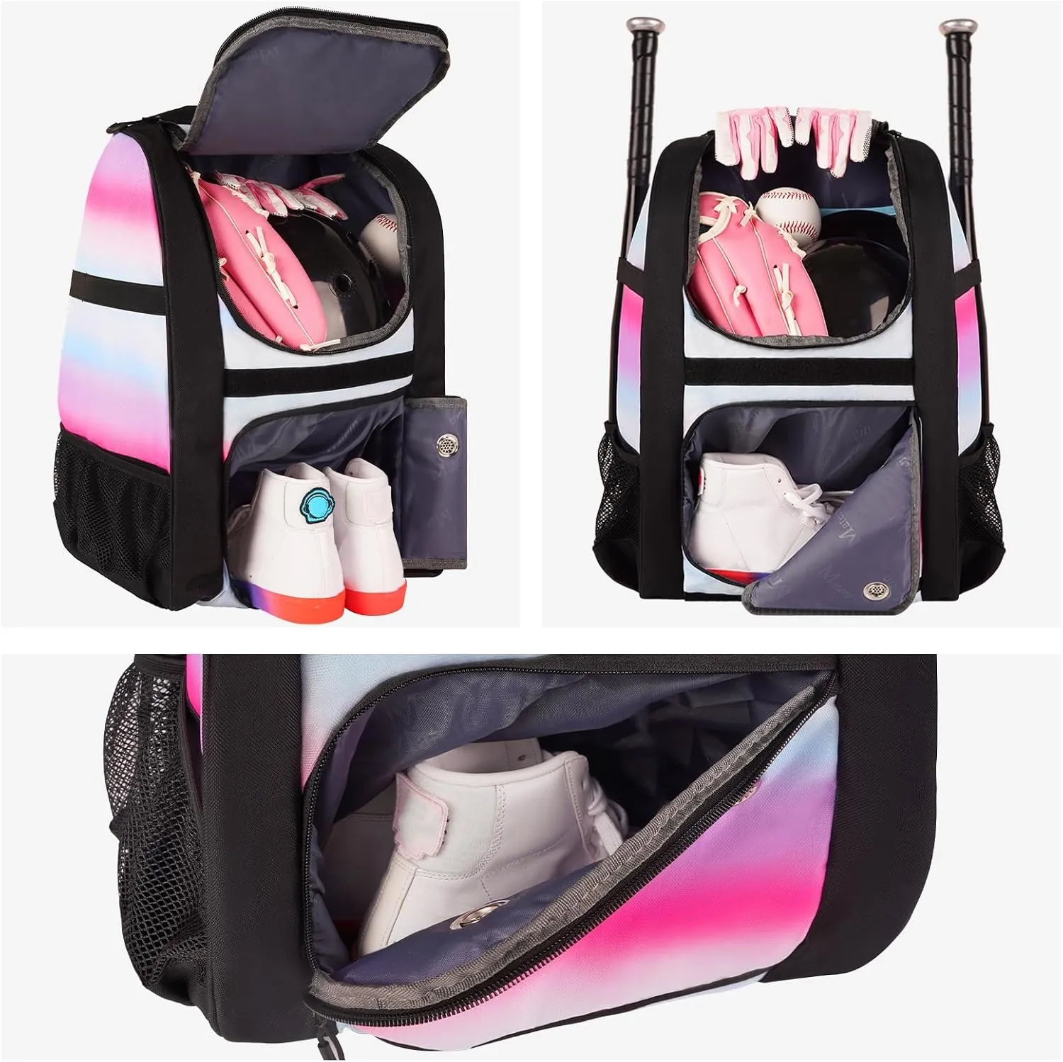 MATEIN Softball Bag, Lightweight Baseball Backpack with Shoe Compartment, Baseball Bag with Fence Hook for TBall Bat & Equipment, Softball Gifts Catchers Backpack for Women Fit Batting Glove, Helmet