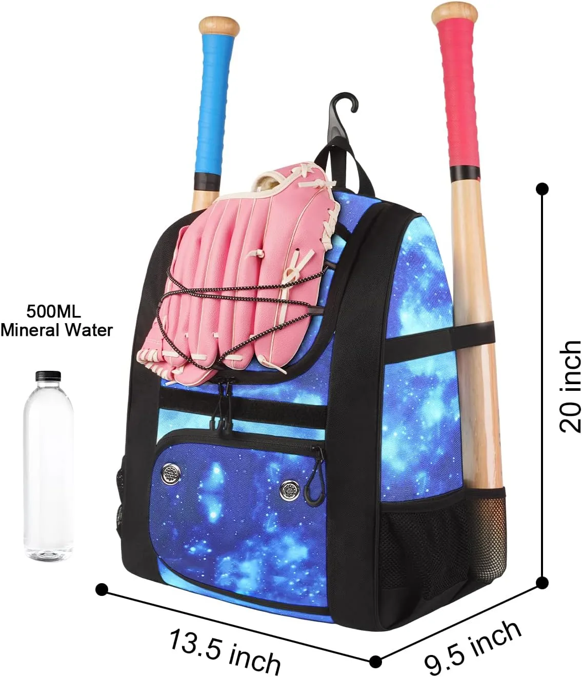 MATEIN Softball Bag, Lightweight Baseball Backpack with Shoe Compartment, Baseball Bag with Fence Hook for TBall Bat & Equipment, Softball Gifts Catchers Backpack for Women Fit Batting Glove, Helmet
