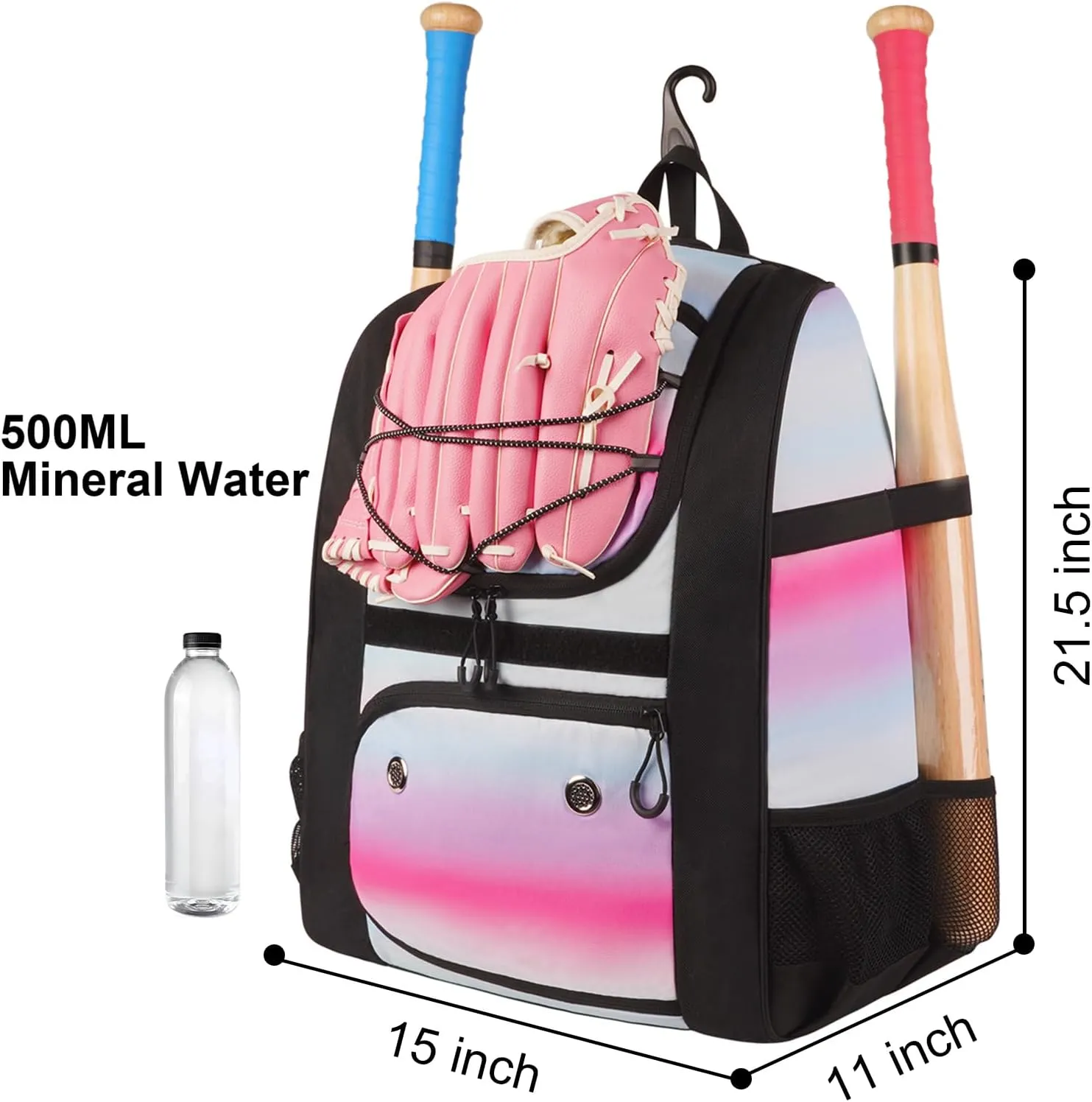 MATEIN Softball Bag, Lightweight Baseball Backpack with Shoe Compartment, Baseball Bag with Fence Hook for TBall Bat & Equipment, Softball Gifts Catchers Backpack for Women Fit Batting Glove, Helmet