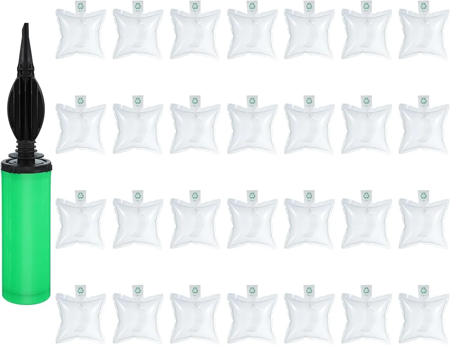 MECCANIXITY 6 x 6 Inch Air Pillows for Shipping, 100 Pack Inflatable Air Packaging Bags Air Cushions Buffer Bags Void Fill Cushioning with Hand Pump for Shipping and Packaging Clear