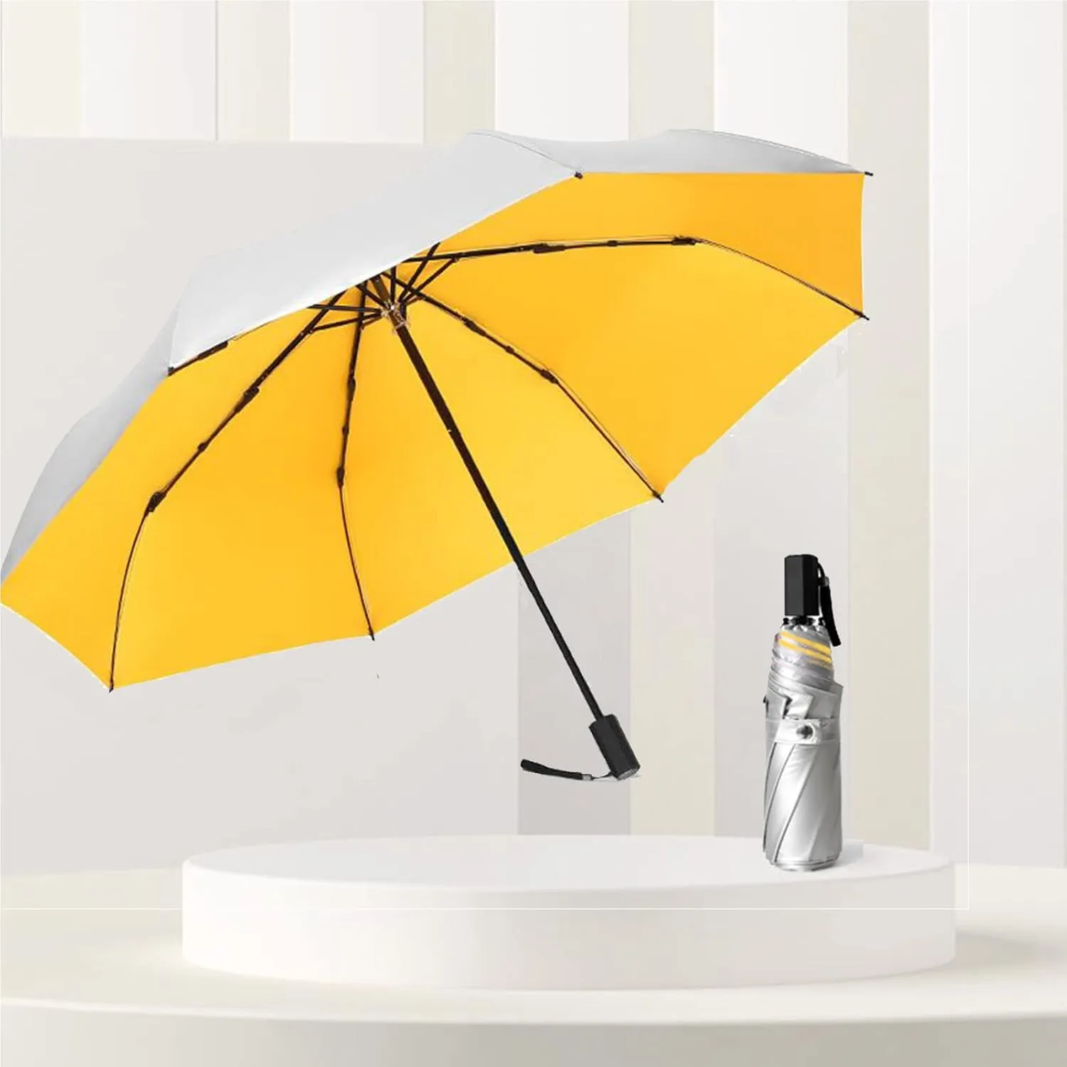 Meichoon Travel Umbrella 8 Ribs Reinforcement Wind Resistant Small Compact Light Strong Mini Folding and Portable Backpack Car Purse Parasol Rain&Sun for Men and Women