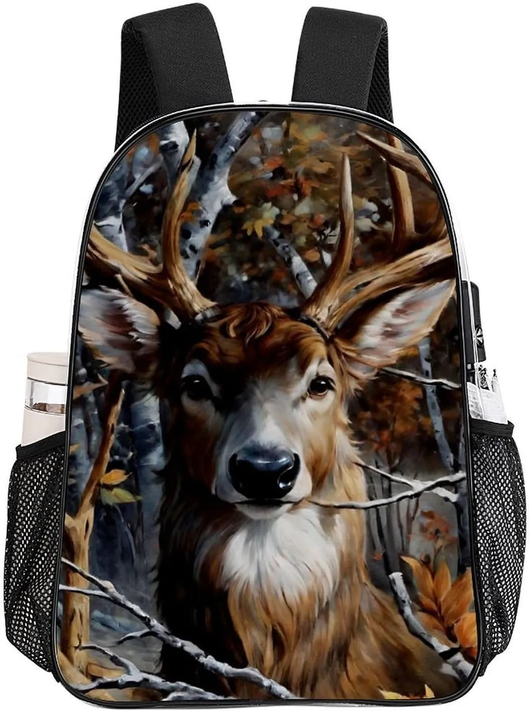Men & Women Lightweight Camo Elk Deer Withered Branches Casual Daypack Large Capacity Bookbag Transparent Bag for Gym Business Bicycle