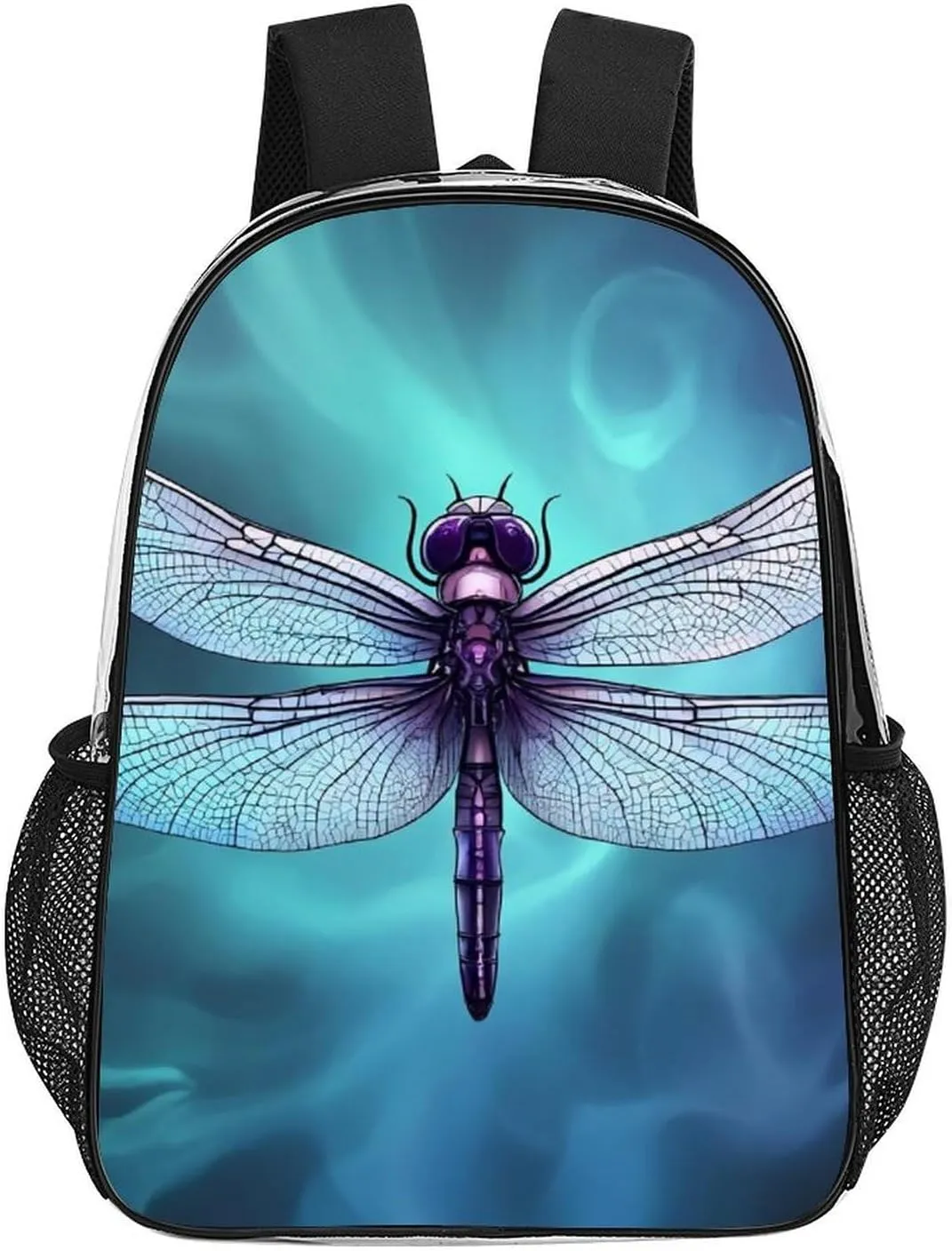 Men Women Lightweight Dragonfly Painting Daypack Bookbag Big Capacity Carry On Bag Transparent Bag for Camping Travel Bicycle